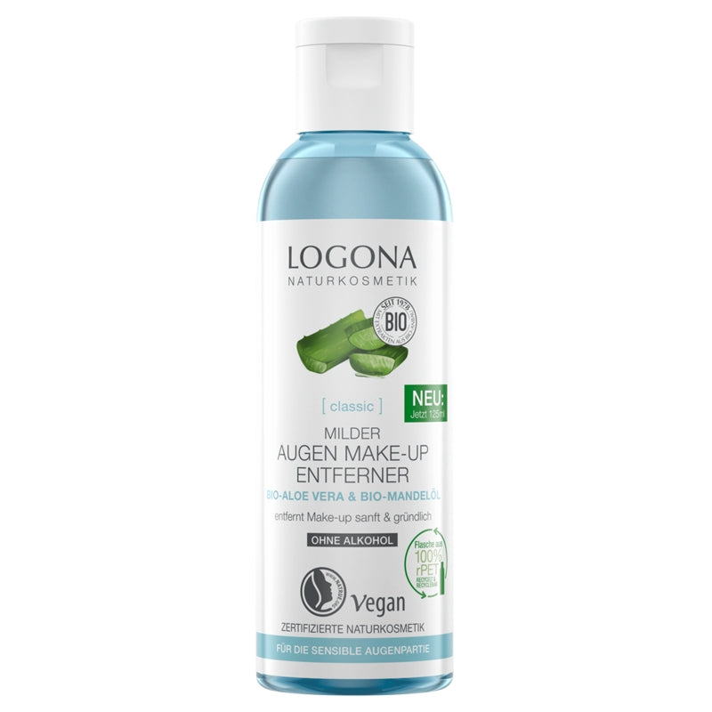 Logona Bio-Augen-Make-up-Entferner, sanft mit Aloe Vera und Mandel – 125 ml