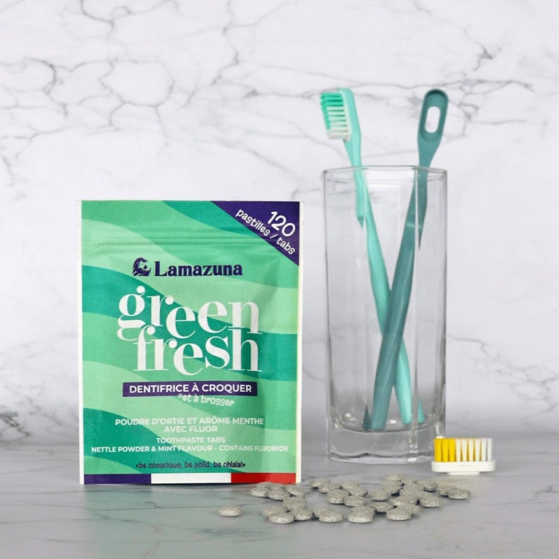 Bio-Kauzahnpasta mit Brennnessel und Minze, mit Fluorid – 120 Stück – Lamazuna