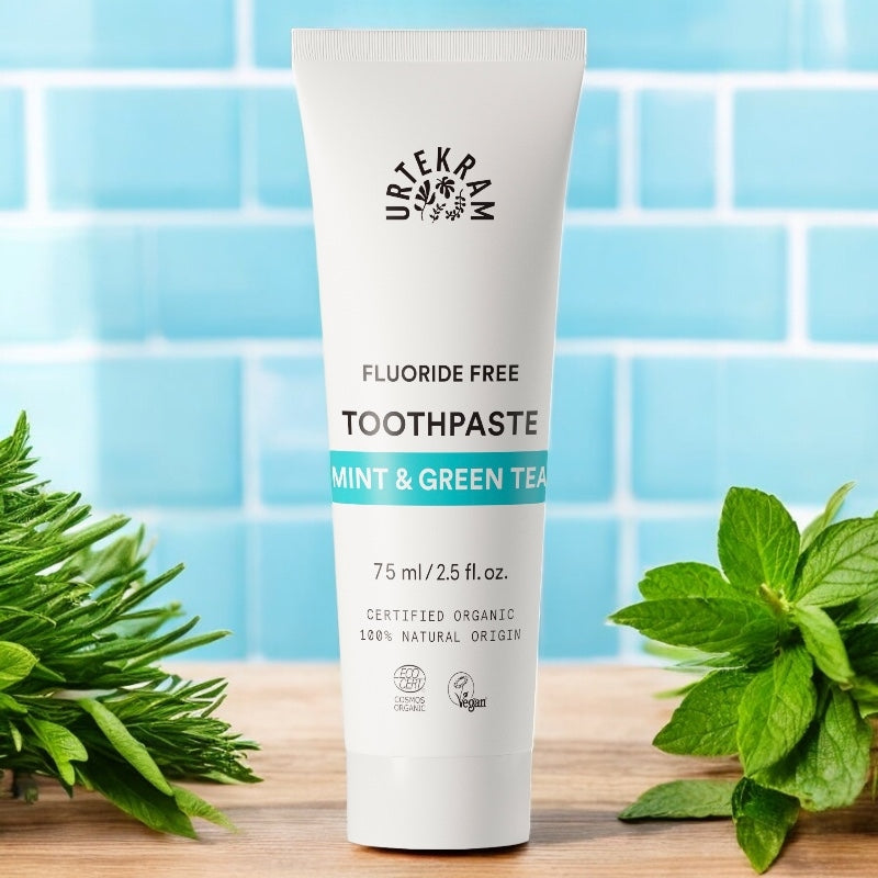 Dentifrice BIO menthe & thé vert sans fluor - 75ml - Urtekram