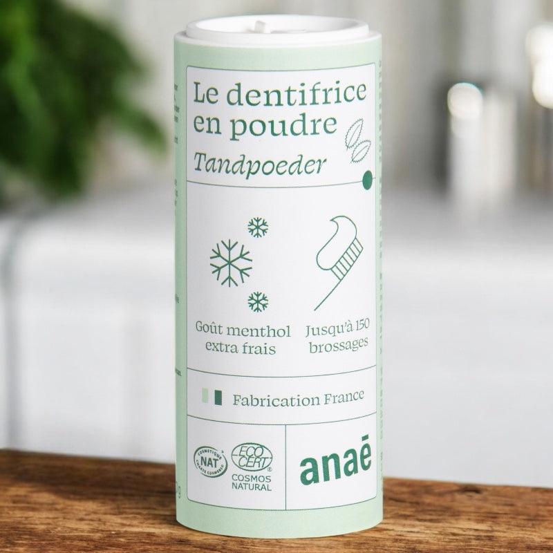 Dentifrice en poudre BIO menthol extra-frais sans fluor - 40g - Anaé