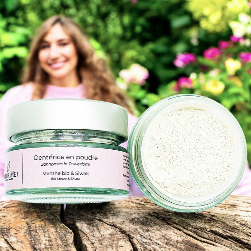 Zahnpasta in Pulverform mit Minze und Miswak, fluoridfrei – 35 g – Natur'Mel