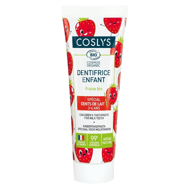 Coslys Bio-Erdbeer-Kinderzahnpasta „Schöne Zähne“ – Fluoridfrei – 50 ml