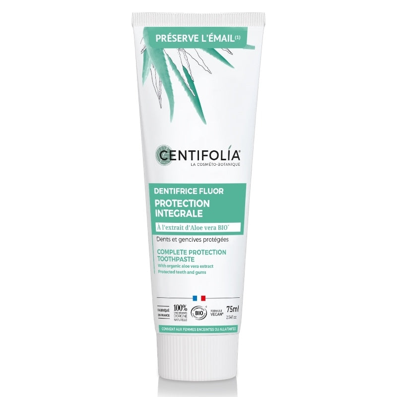 Dentifrice protection intégrale BIO aloe vera avec fluor - 75ml - Centifolia