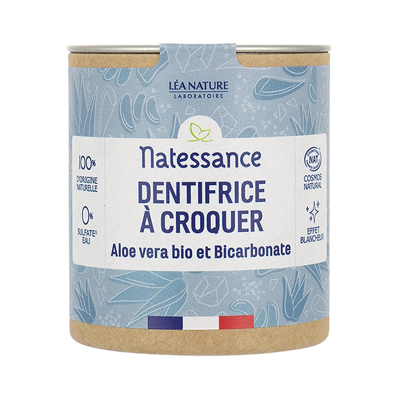 Dentrifice à croquer blancheur naturel aloe vera & bicarbonate - 80 comprimés - 52g - Natessance