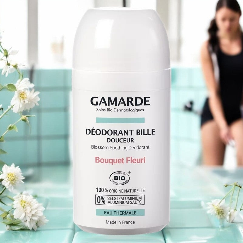 Gamarde Bio-Roll-On-Deodorant mit Blumenstrauß und Thermalwasser – 50 ml