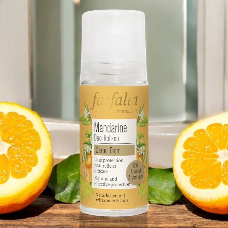 Bio-Roll-on-Deodorant mit Mandarinenduft und Zitrusfrische – 50 ml – Farfalla
