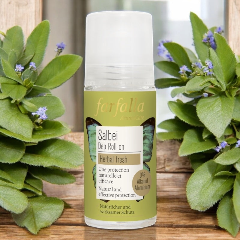 Bio-Roll-On-Deo mit frischen Kräutern und Salbei – 50 ml – Farfalla