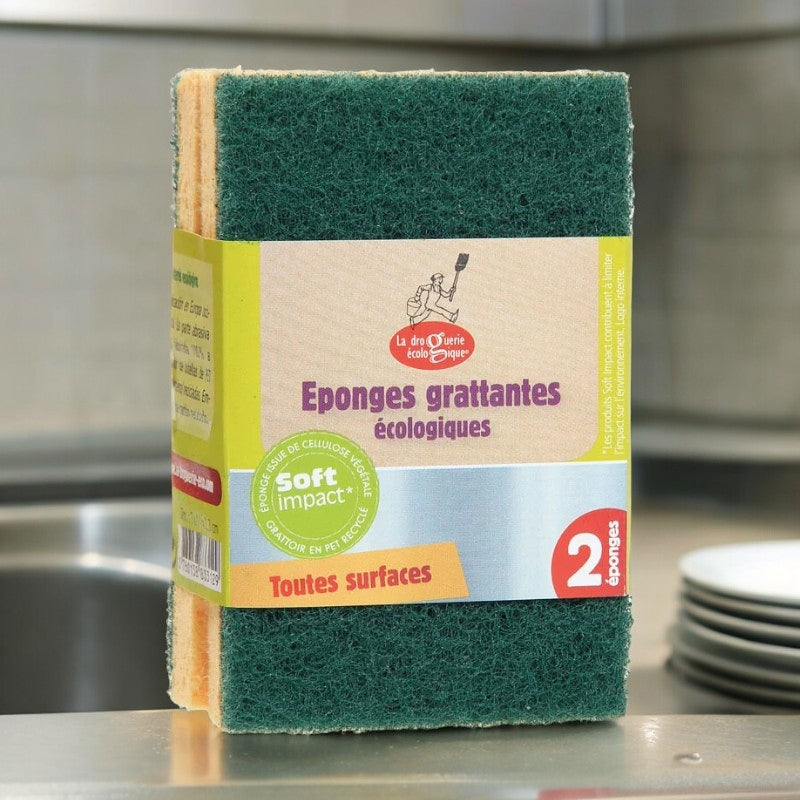 Umweltfreundliche grüne Scheuerschwämme – 2 Stück – Die umweltfreundliche Drogerie