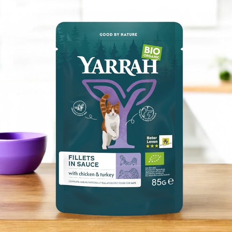 Filets en sauce à la dinde pour chat BIO - 85g - Yarrah