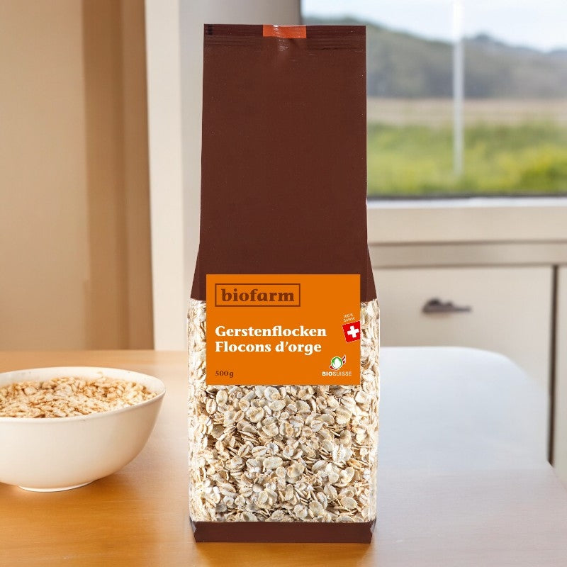 Bio-Gerstenflocken aus der Schweiz – 500 g – Biofarm