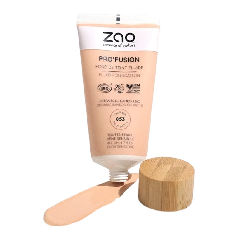 Fond de teint fluide Beige pétale N°853 BIO - 30ml - Zao