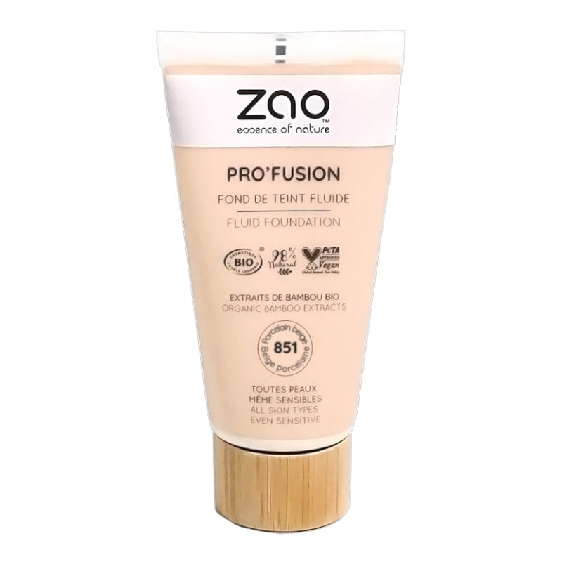 Fond de teint fluide beige porcelaine n851 bio 30 ml zao