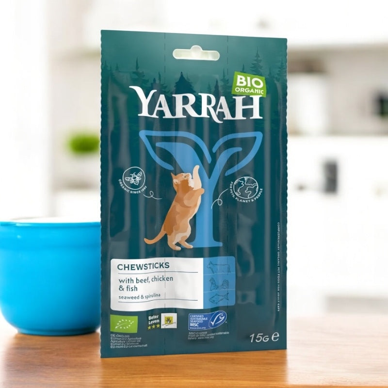 Friandises à mâcher viande & poisson pour chat BIO - 15g - Yarrah