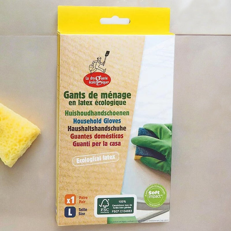 Gants de ménage en latex éco Taille L - 2 pièces - La droguerie écologique