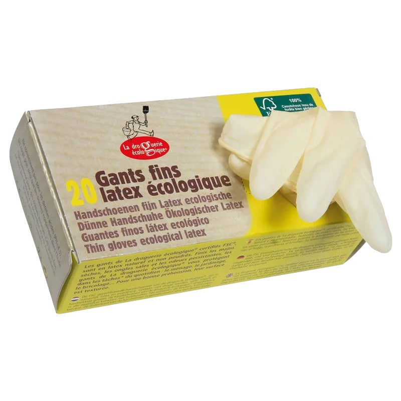 Gants jetables en latex écologiques - Taille S - 20 pièces - La droguerie écologique