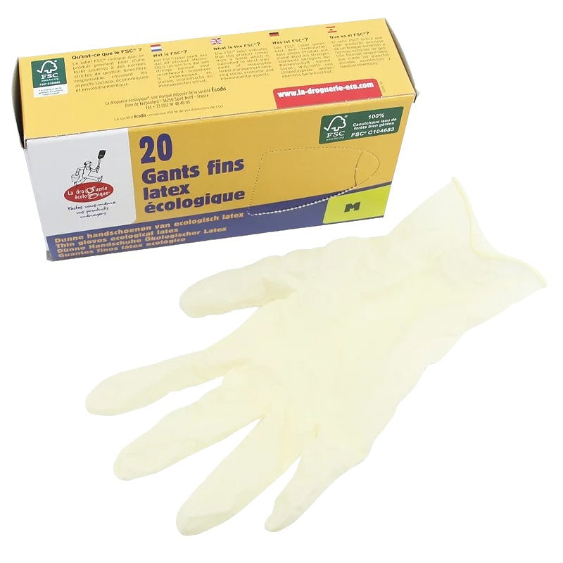 Gants latex écologiques jetables - Taille M - 20 pces - La droguerie écologique