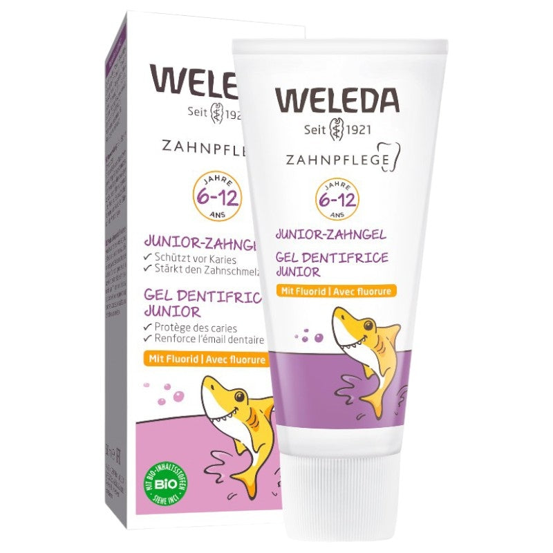 Junior-Zahngel für Kinder von 6 bis 12 Jahren, Ringelblume mit Fluorid – 50 ml – Weleda