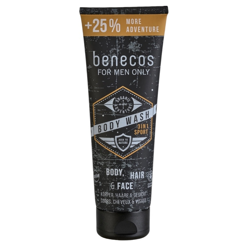 Gel douche 3-en-1 sport homme pomme & café BIO - 250ml - Benecos