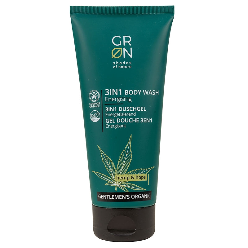 Belebendes 3-in-1-Duschgel für Männer, Bio-Hanf & Hopfen – 200 ml – GRN
