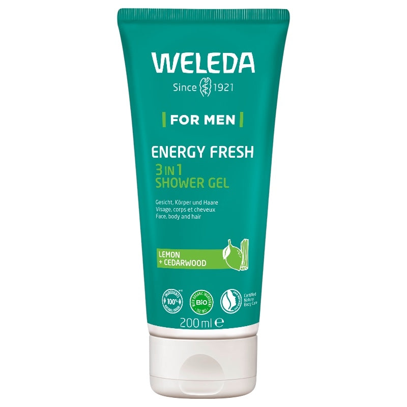 Weleda 3-in-1 Energizing Shower Gel für Männer, Bio-Zitrone & Zeder - 200 ml
