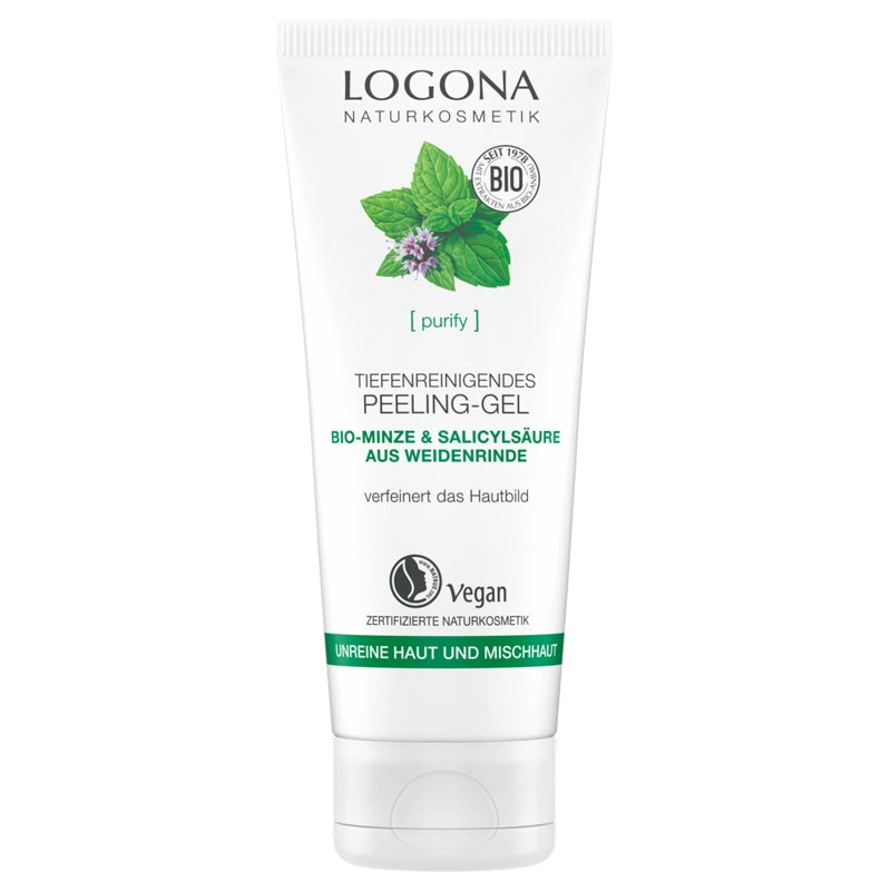 Bio-Peeling-Reinigungsgel mit Minze und Weidenrinde – 100 ml – Logona