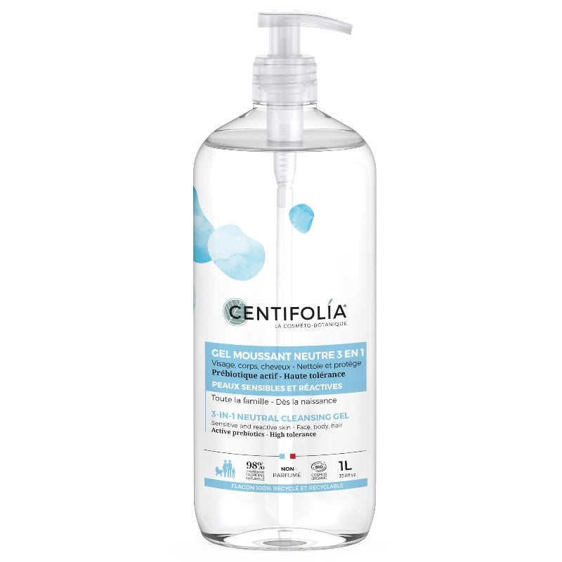Gel moussant neutre 3 en 1 BIO aloe vera - 1l - Centifolia
