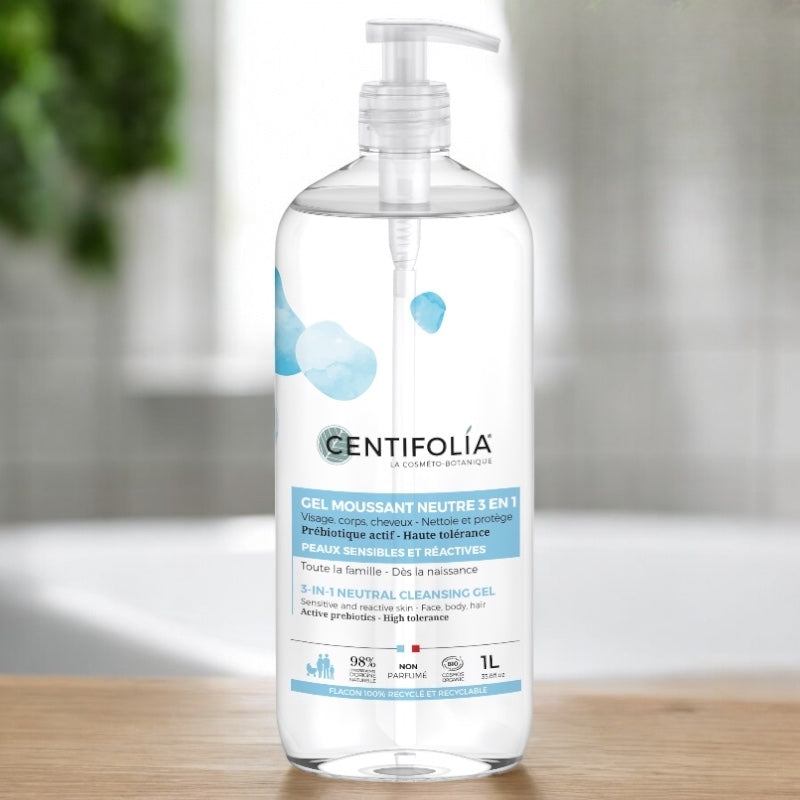 Gel moussant neutre 3 en 1 BIO aloe vera - 1l - Centifolia