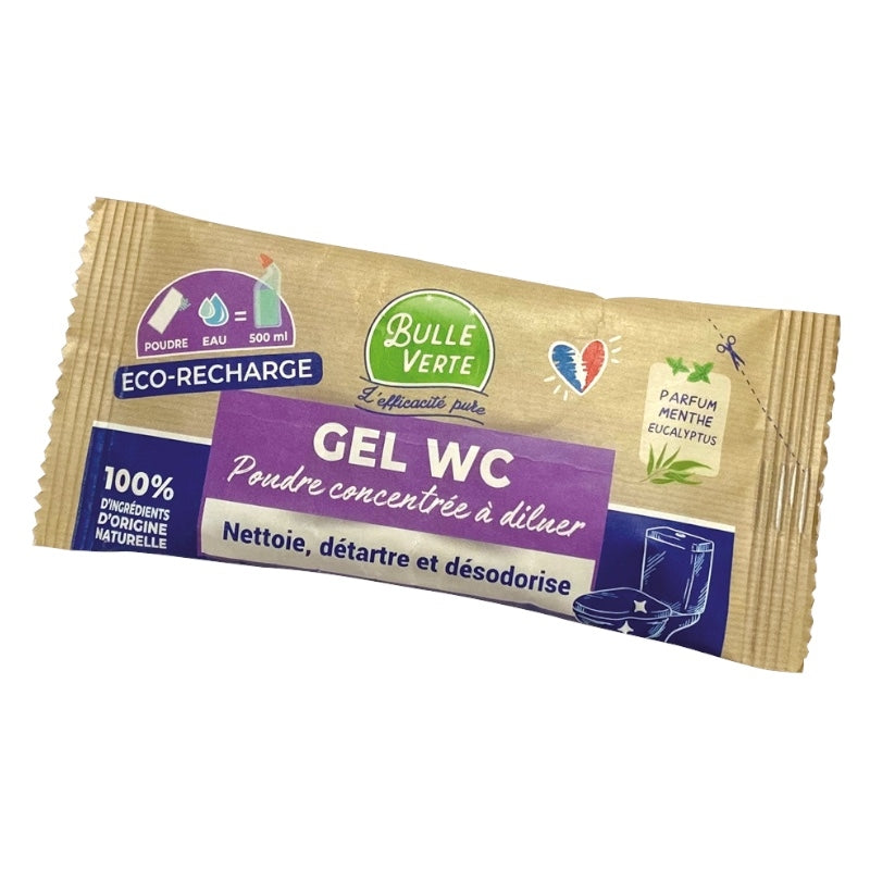 Gel WC poudre à diluer menthe & eucalyptus ECO - 1 pièce - Bulle Verte