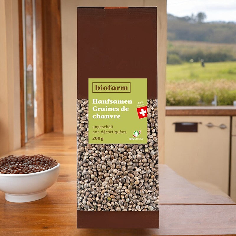Graines de chanvre non décortiquées suisses BIO - 200g - Biofarm