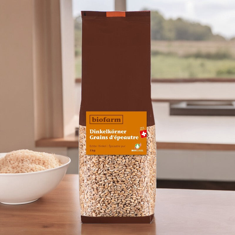 Bio-Schweizer Dinkelkörner – 1 kg – Biofarm