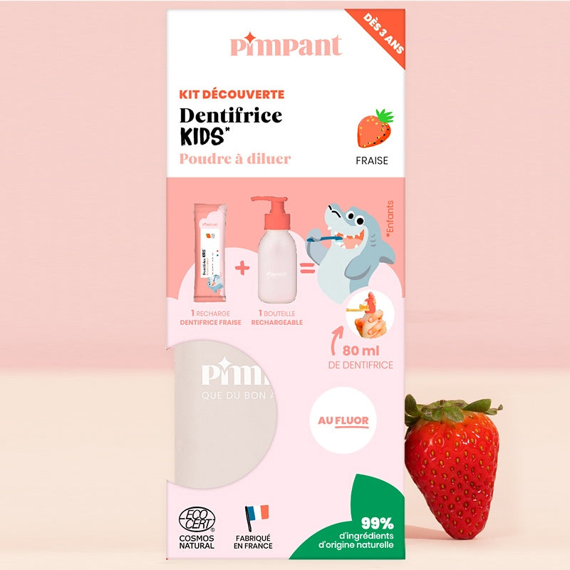 Kit découverte dentifrice enfants fraise - Pimpant