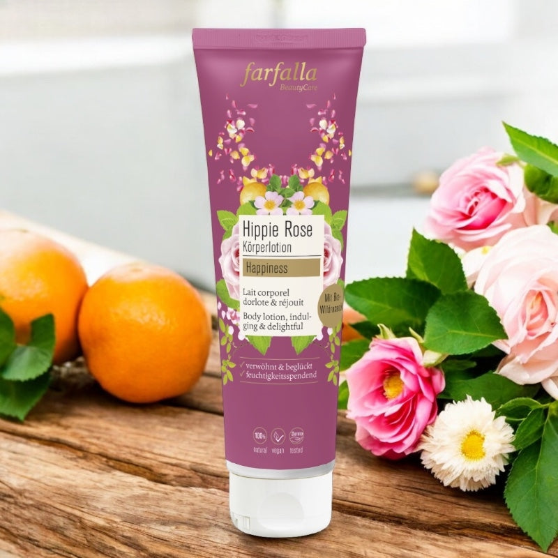Bio-Körperlotion in Rose, Iris, Vanille und Orange – 150 ml – Farfalla