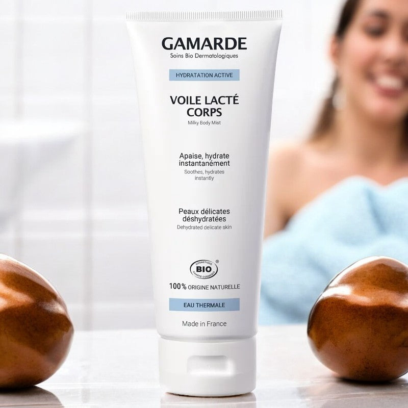 Bio-Arganöl- und Thermalwasser-Körperlotion „Lacty Body Veil“ – 200 g – Gamarde