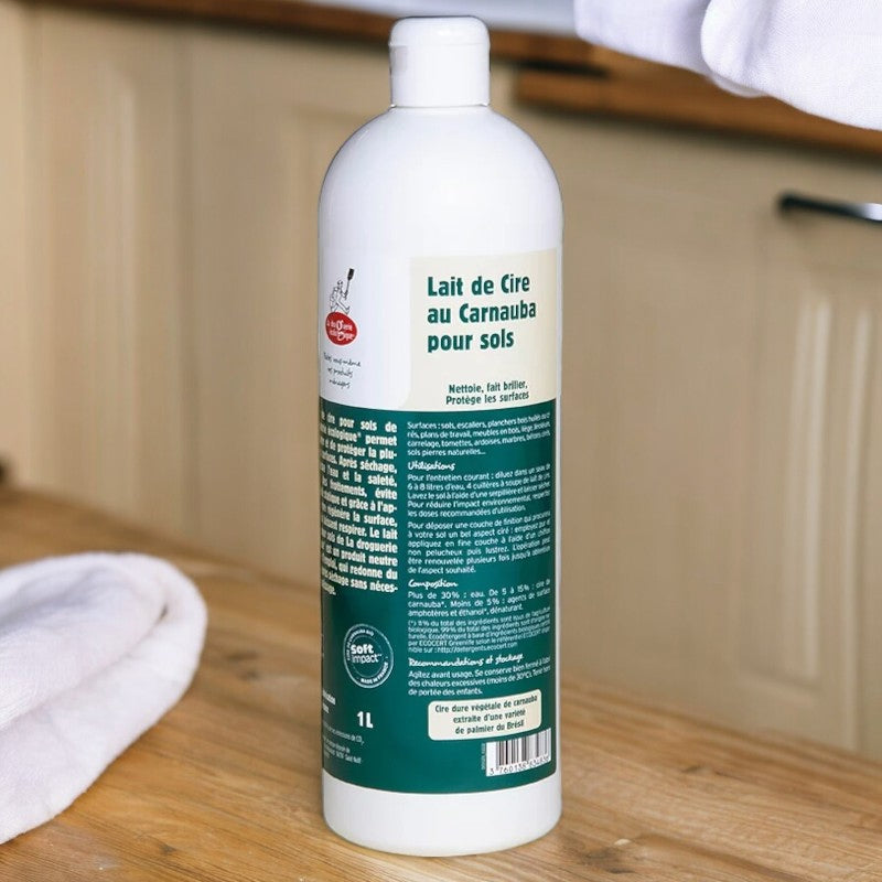 Lait de cire au carnauba BIO pour sols - 1l - La droguerie écologique
