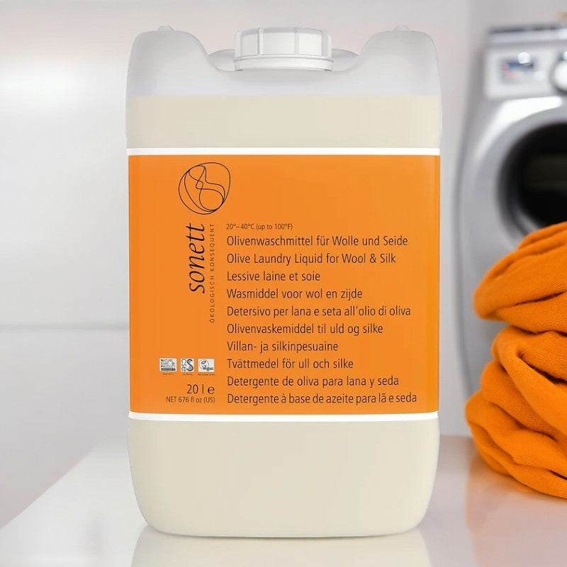 ECO Flüssigwaschmittel für Wolle & Seide, Duftrichtung Olive & Lavendel – 20 l – Sonett