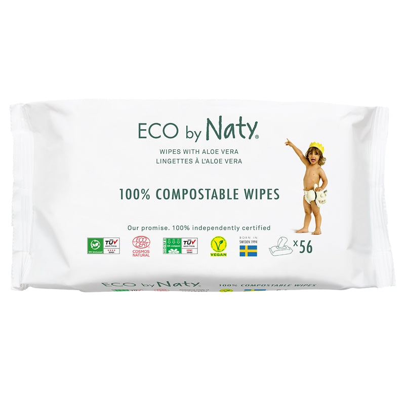 Naty 56er-Packung umweltfreundliche, parfümfreie Aloe Vera Baby-Feuchttücher
