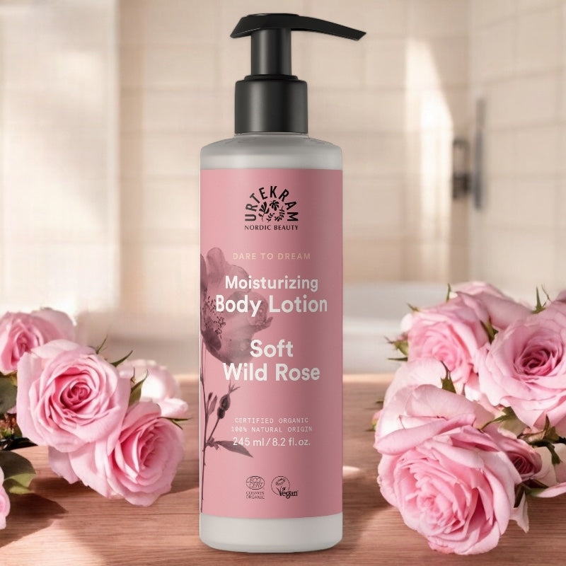 Bio-Körperlotion, rosa, feuchtigkeitsspendend – 245 ml – Urtekram