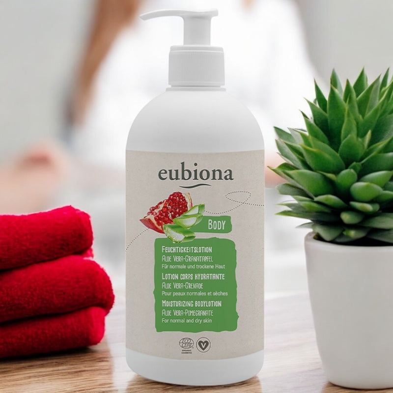 Bio-Feuchtigkeitslotion für den Körper mit Aloe Vera und Granatapfel – 500 ml – Eubiona