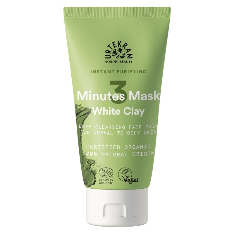 Masque visage purifiant 3 minutes BIO argile blanche - 75ml - Urtekram