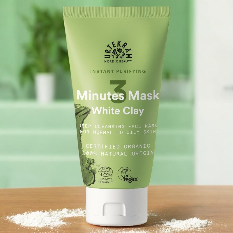 Masque visage purifiant 3 minutes BIO argile blanche - 75ml - Urtekram