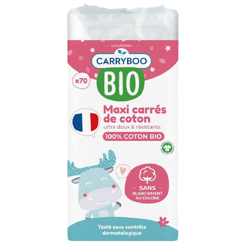 Maxi carrés de coton BIO - 70 pièces - Carryboo