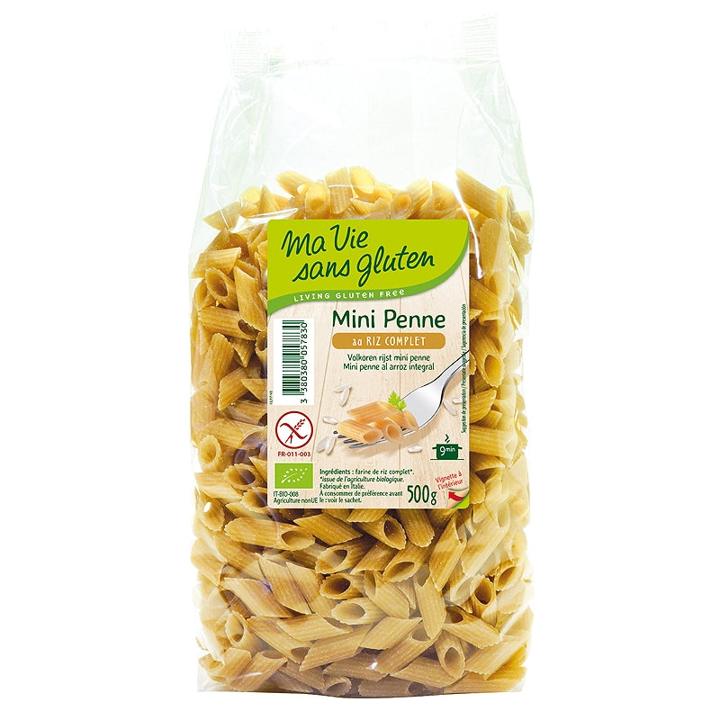 Mini penne de riz complet BIO - 500g - Ma vie sans gluten