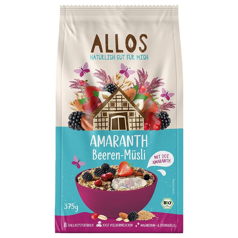 Bio-Müsli mit Amarant und roten Beeren – 375 g – Allos