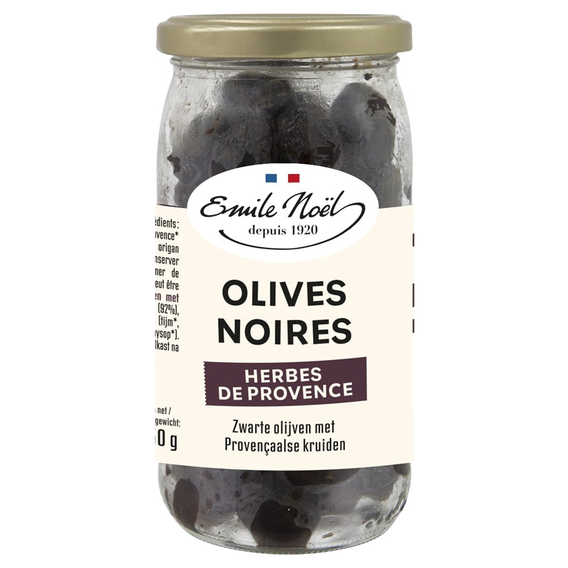 Schwarze Bio-Oliven mit Kräutern aus der Provence – 250 g – Emile Noël