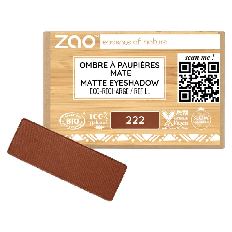 Ombre à paupières mate Brun pourpre N°222 BIO (Recharge) - 1,3g - Zao