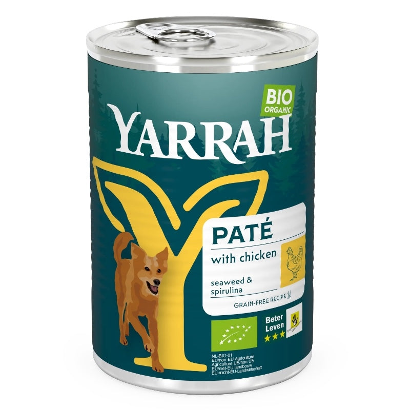 Pâté poulet avec spiruline & algues marines pour chien BIO - 400g - Yarrah