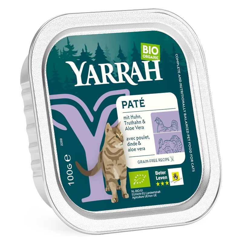 Pâté poulet & dinde avec aloe vera pour chat BIO - 100g - Yarrah