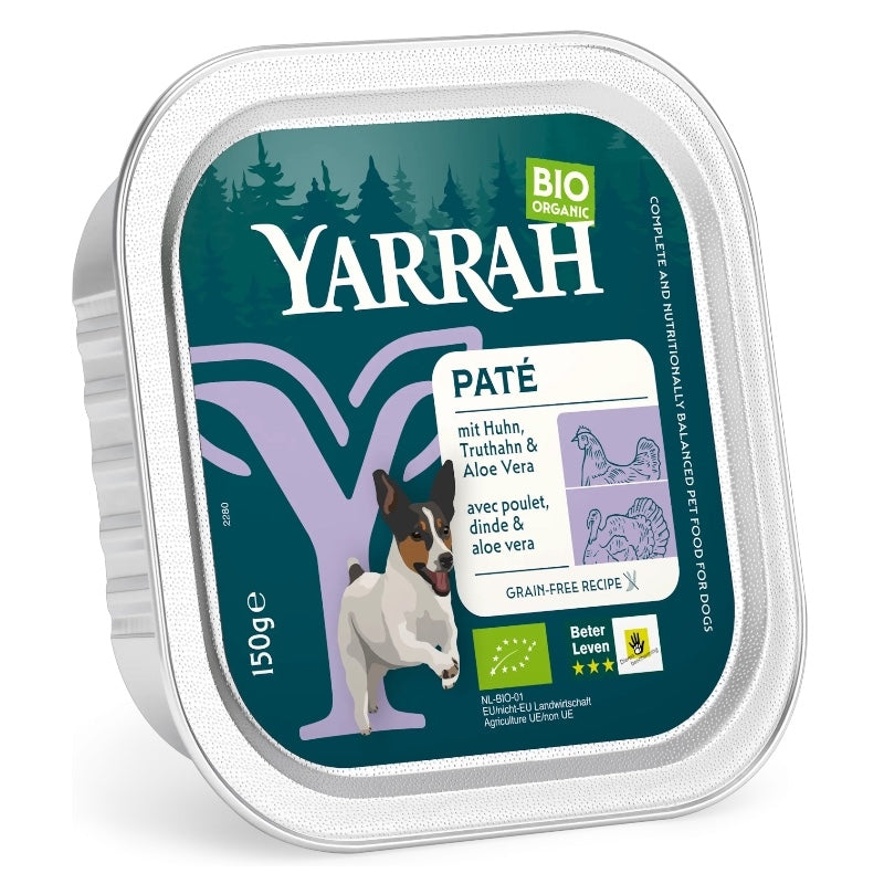 Pâté poulet & dinde avec aloe vera pour chien BIO - 150g - Yarrah
