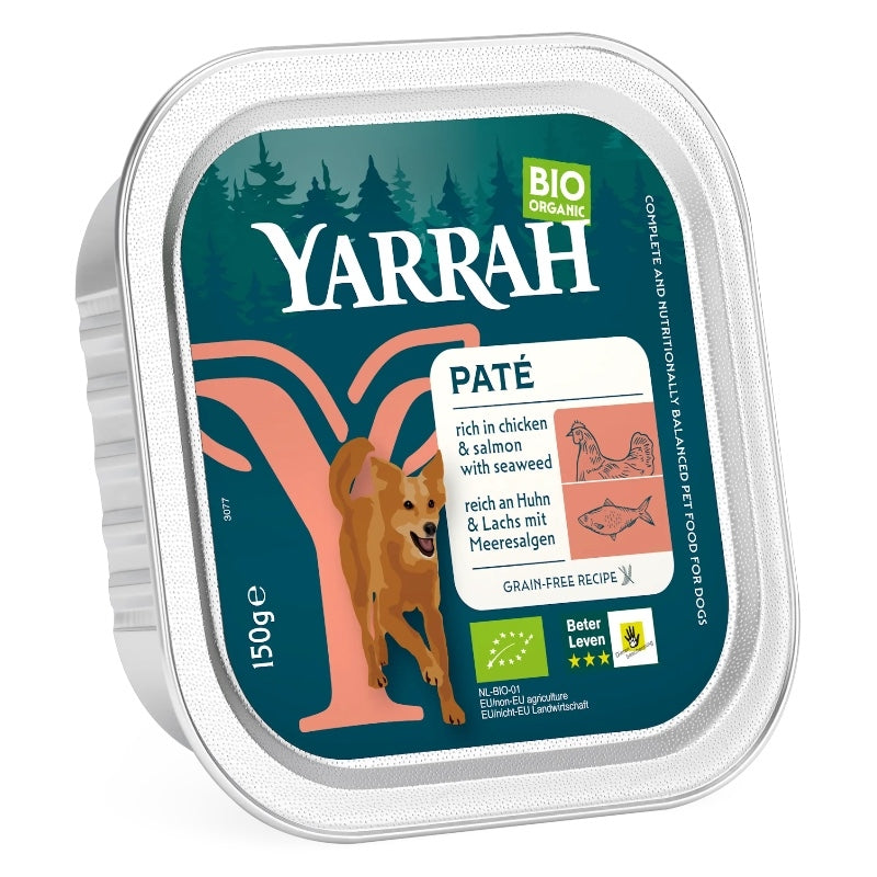 Bio-Hundefutter mit Huhn und Lachs – 150 g – Yarrah