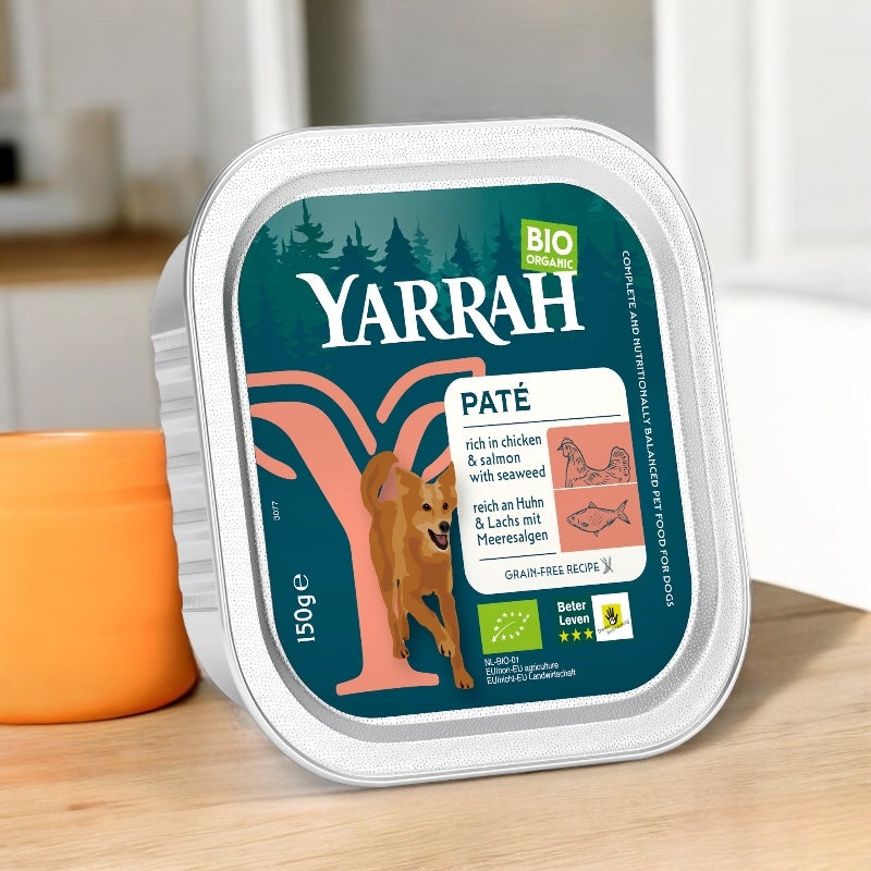 Bio-Hundefutter mit Huhn und Lachs – 150 g – Yarrah